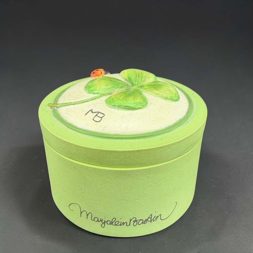 Hallmark Marjolein Bastin Natures Sketchbook Clover Ladybug Trinket Box Resin